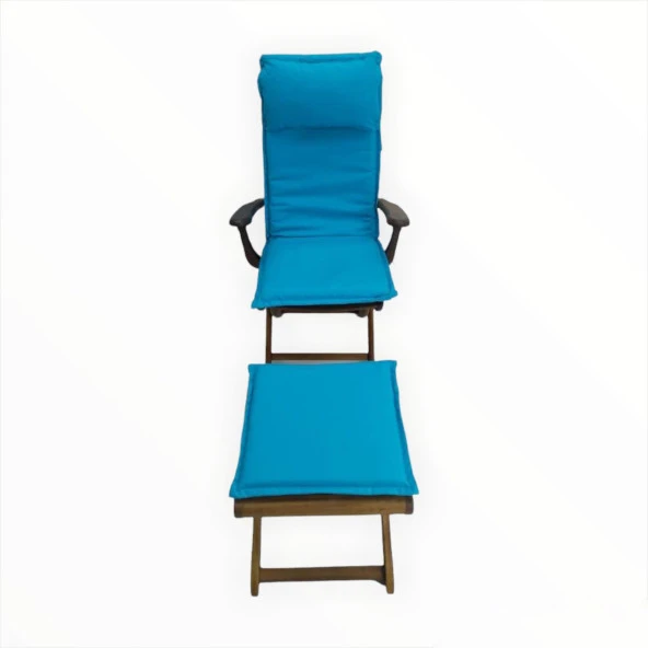 Celine Mavi Three In One Kolçaklı Sandalye ve Ayak Uzatma Takım, Koltuğu