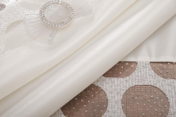 Finezza Miranda Lüx Dantelli Monoray Kumaş Krem Masa Örtüsü 170x230cm - 1005 - 5