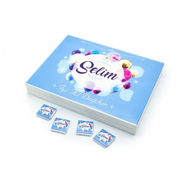 Erkek Bebek Çikolatası 72 Adet Madlen Çikolata Mavi Balon - 7