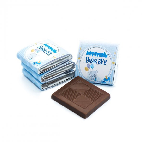 Nin Erkek Bebek Dökme Bebek Çikolatası Mavi Fil (80 Adet Napoliten Çikolata) - Resim 4