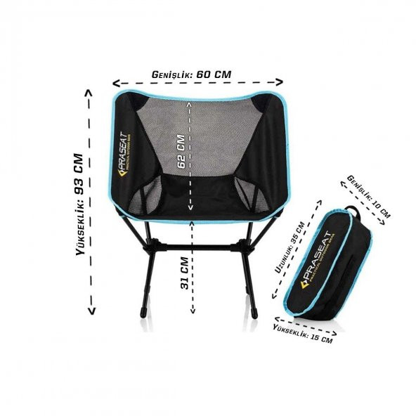 Praseat Katlanır Kamp Sandalyesi-MAVİ - 5