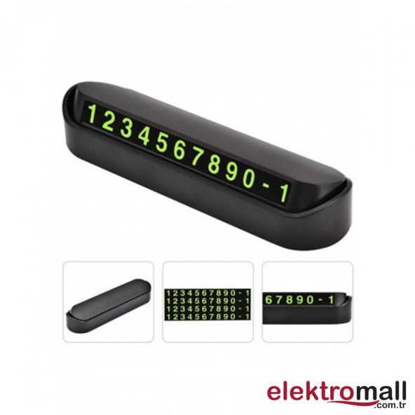 Araç İçi Park Telefon Numarası Fosforlu Numaratör - Siyah - 4