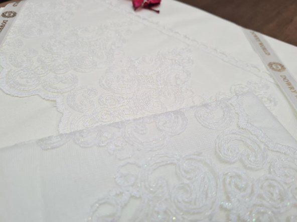 Fransız Dantelli Legend Çeyizlik Nevresim Takımı Krem - Resim 4