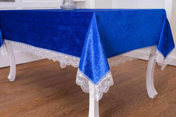 Finezza Pera Lüx  Dantelli Kadife Kumaş Sax Masa Örtüsü 160x220 cm - 1008 - Resim 3