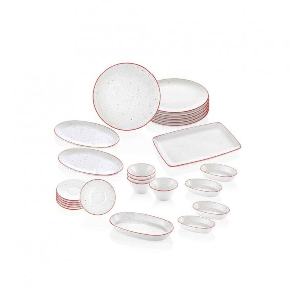 The Mia Dots 24 Parça Kırmızı Kahvaltı Takımı DOTS069