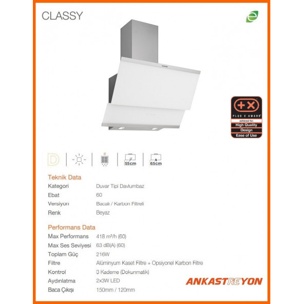 Silverline BO6501W01-CS5349W01-3420 CLASSY Beyaz cam ankastre set - 2