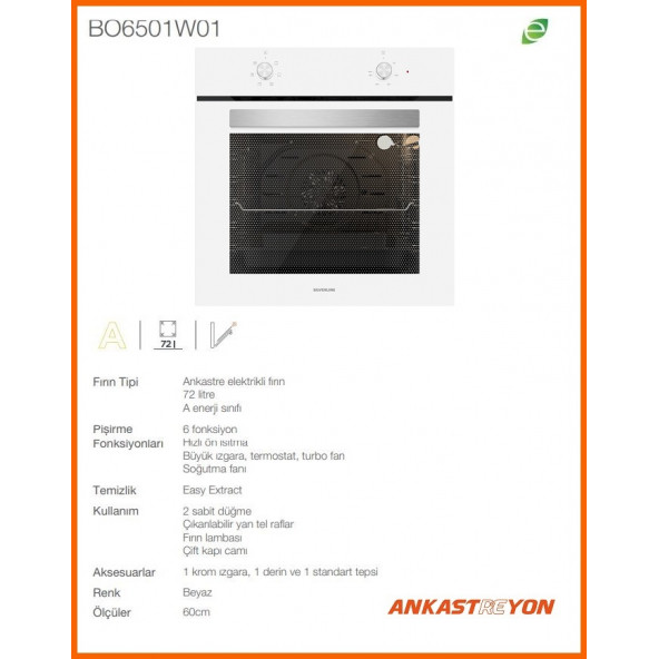 Silverline BO6501W01-CS5349W01-3420 CLASSY Beyaz cam ankastre set - 4