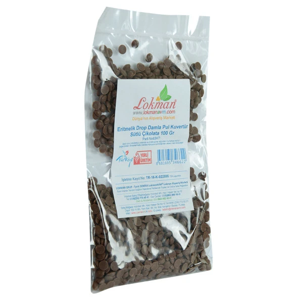 LokmanAVM Sütlü Çikolata Eritmelik Drop Damla Pul Kuvertür 100 Gr Paket - 4