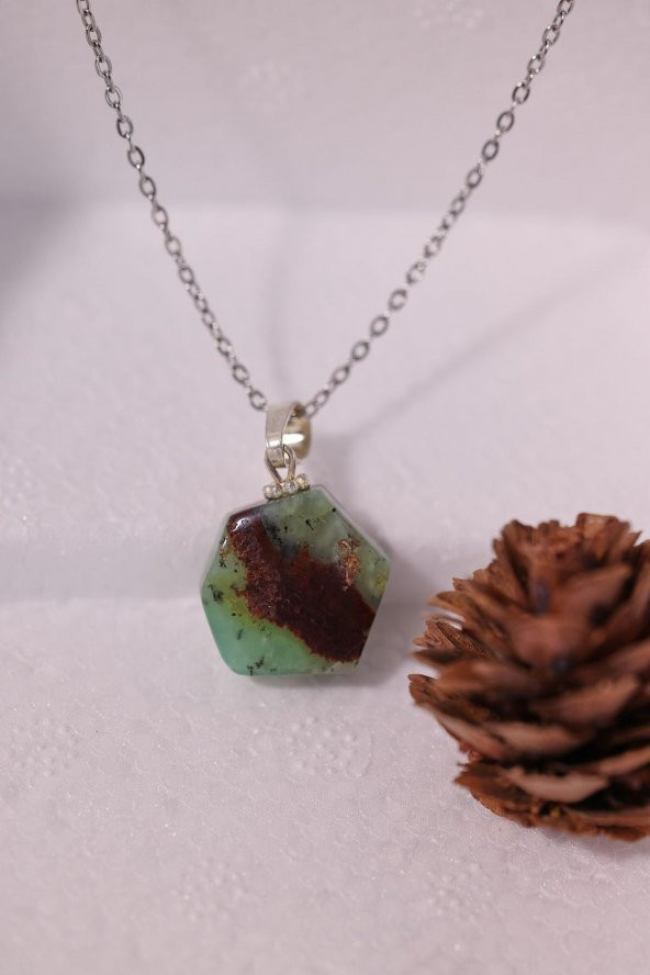 Doğal Amazonit Taşlı Formsuz Bayan Kolye - 2