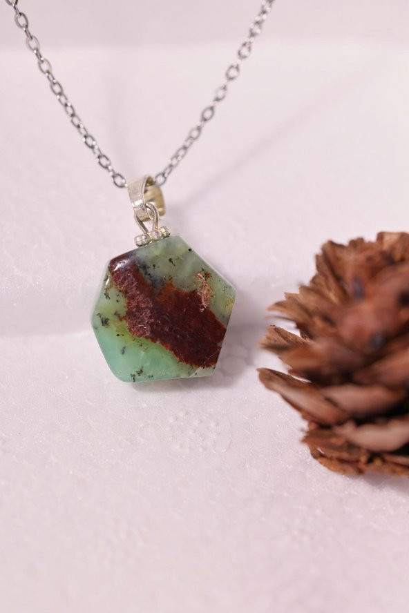 Doğal Amazonit Taşlı Formsuz Bayan Kolye - 3