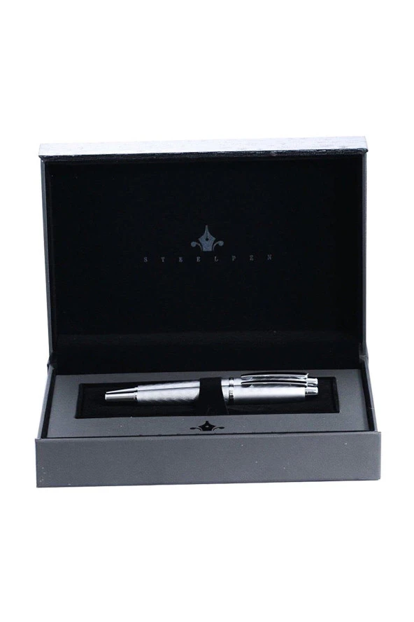 Steel Pen Takım Kalem Dolma + Tükenmez World Serisi Mat Krom Kalem Seti