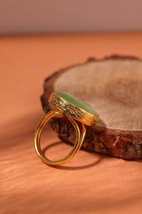 Güneş Taşı Yuvarlak Kesim Turkuaz Kedi Gözü  22 Ayar Altın Kaplama Kadın Üçlü Set 925 Ayar Gümüş Zincirli - 7