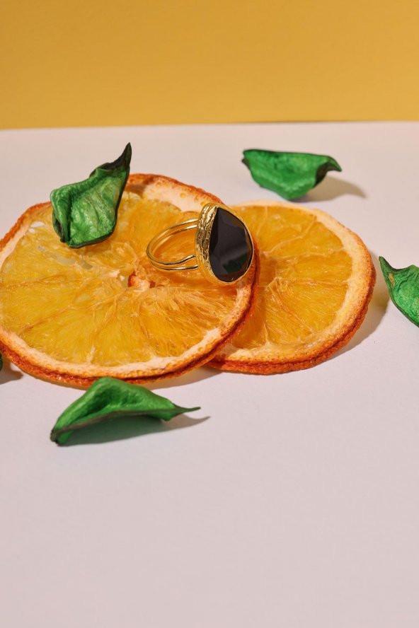 Güneş Taşı Damla Kesim Siyah Kedi Gözü 22 Ayar Altın Kaplama Kadın Üçlü Set 925 Ayar Gümüş Zincirli - 3