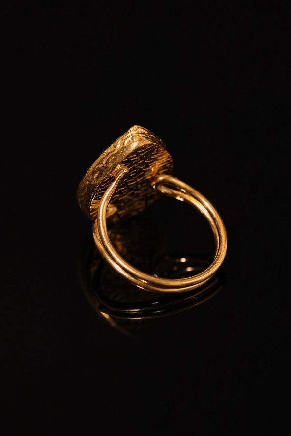 Güneş Taşı Damla Kesim Kırmızı Kedi Gözü 22 Ayar Altın Kaplama Kadın Üçlü Set 925 Ayar Gümüş Zincirli - 3