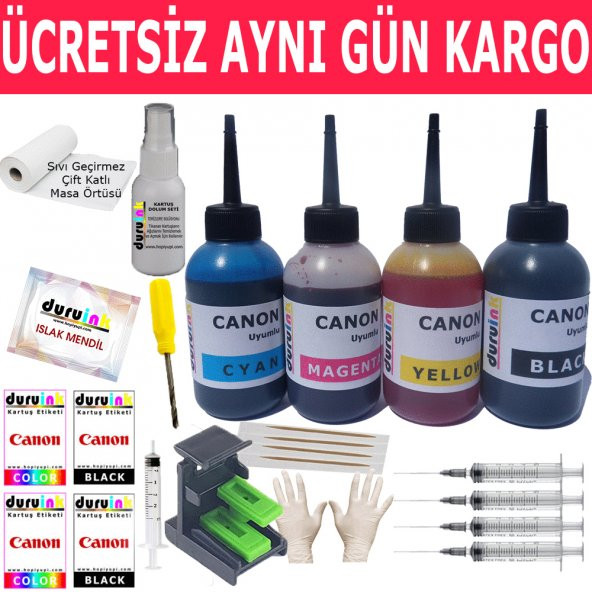CANON MP252 MP260 MP270 KARTUŞ MÜREKKEP DOLUM SETİ 4X100ML (PG 510 CL 511) RENK Non Oem
