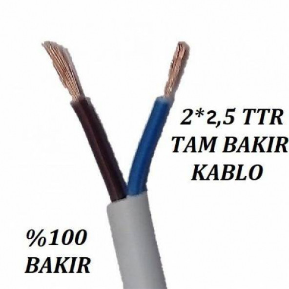 2x2,5 TTR Topraklı Kablo Tam Bakır Kablo Full Bakır Kablo (5 Metre Kargo Bedava)