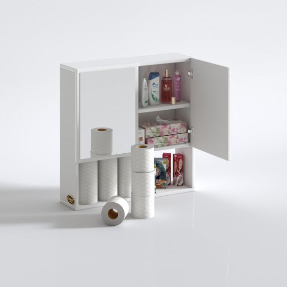 Kenzlife Banyo Ecza Dolabı Aynalı Çehov Byz 060*060*17 Çamaşır Mutfak Üst Arkalıklı Alt Arkalıksız - 2