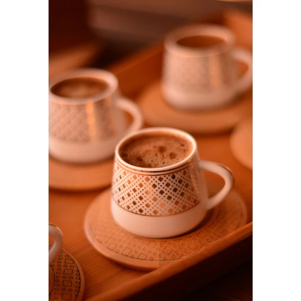Bambum Hanzade 6 Kişilik Kahve Takımı Desen Altlıklı B0933 - Resim 2