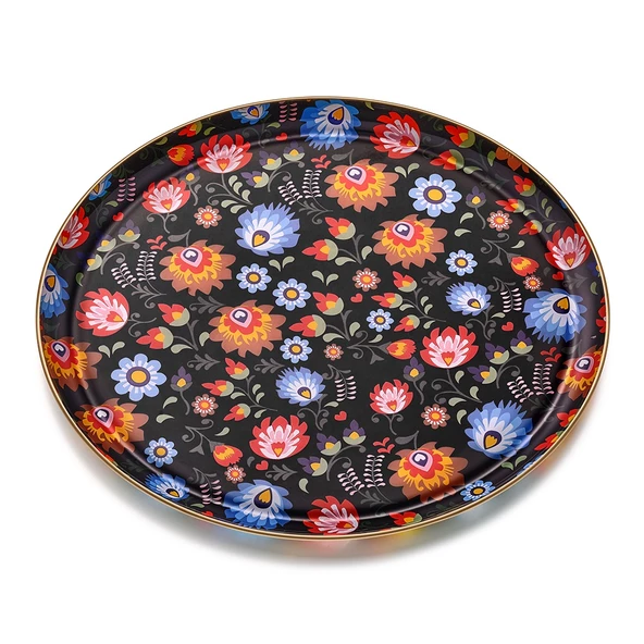 Glore Tuana Prl Altın Cam Tepsı 35