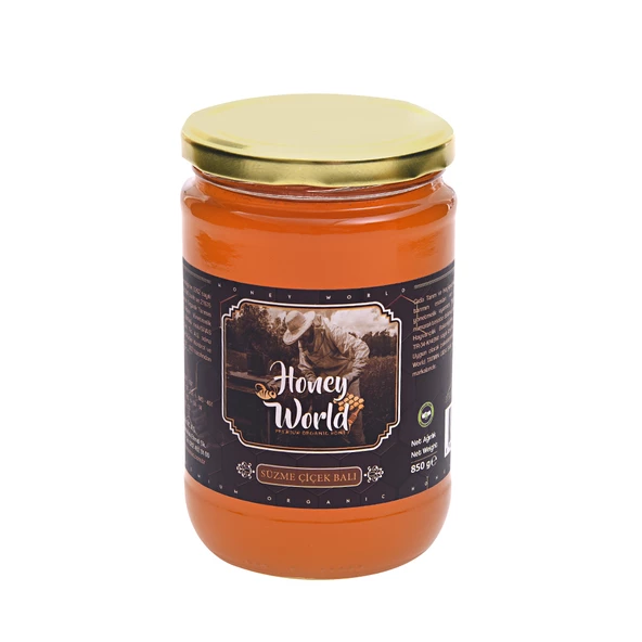 Honey World Organik Süzme Çiçek Balı  850 Gr