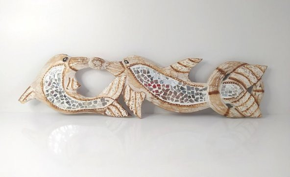 Dekoratif Ahşap Yunus Balığı Duvar Süsü Dekoru