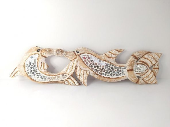 Dekoratif Ahşap Yunus Balığı Duvar Süsü Dekoru - 2