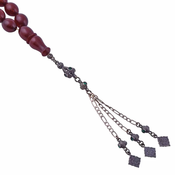 Katalin Arpa Kesim Tesbih Osmanlı Tuğralı Püsküllü TBU 47 - Resim 2