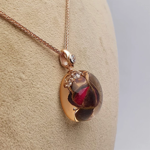 AmbeNus671 Gonca & Gümüş Sonsuzluk Kolye - Resim 3