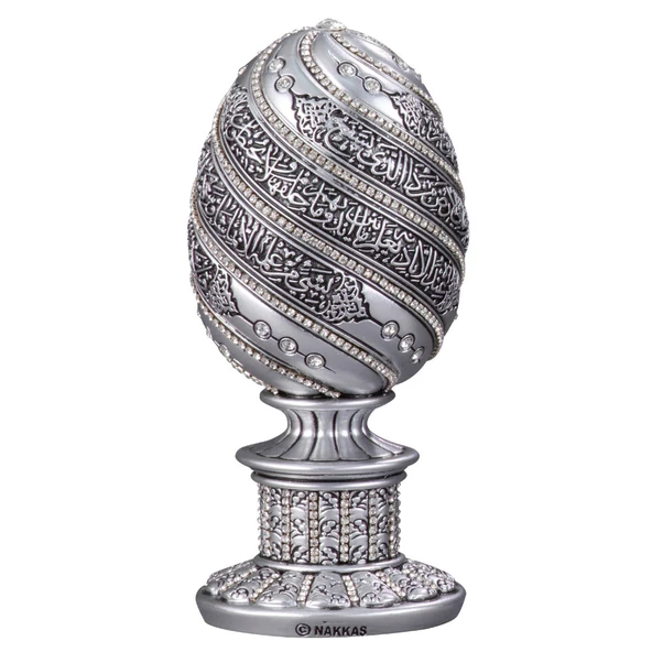 Nakkaş Yumurta Boytu (Küçük Boy  Gümüş  Ayet-el Kürsi) ürün görseli 1