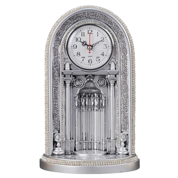 Nakkaş Saatli Mihrap Boytu (Büyük Boy  Gümüş) ürün görseli 1