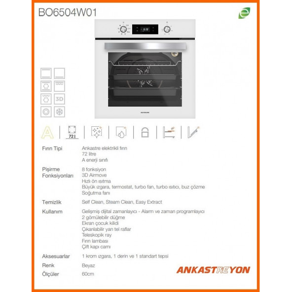 Silverline BO6504W01-CS5349W01-3457 SOHO BEYAZ 60 CM Beyaz cam ankastre set - 4