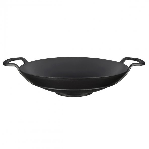 Lava Döküm Yuvarlak Wok Döküm Demir Yekpare Çift Kulplu Çap(Ø)38cm.