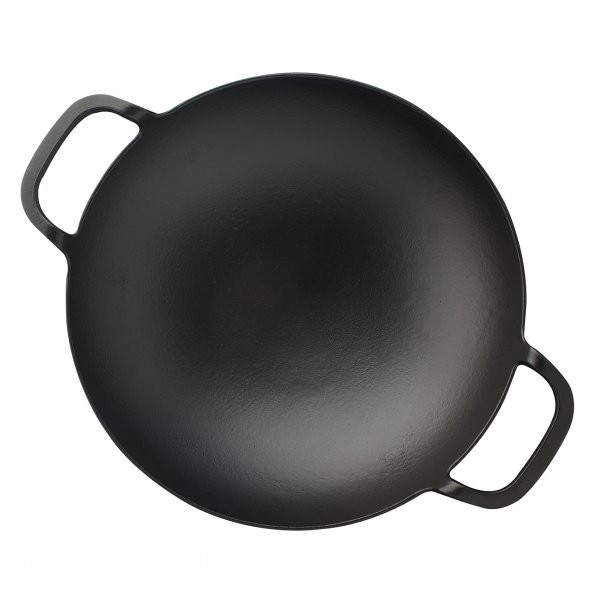 Lava Döküm Yuvarlak Wok Döküm Demir Yekpare Çift Kulplu Çap(Ø)38cm. - 3