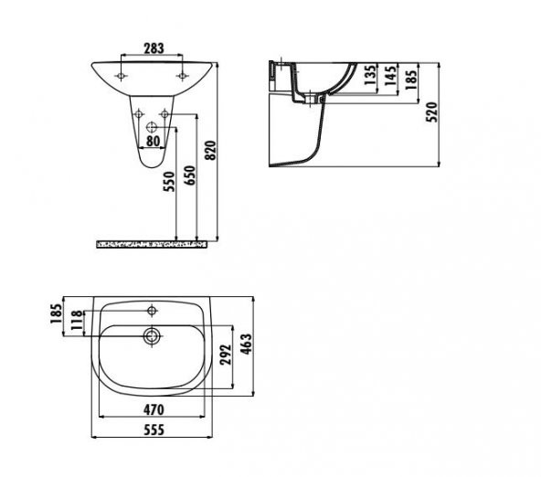 Creavit Pitta 45x55 cm Batarya Delikli Lavabo +Sedef Yarım Ayak - 3