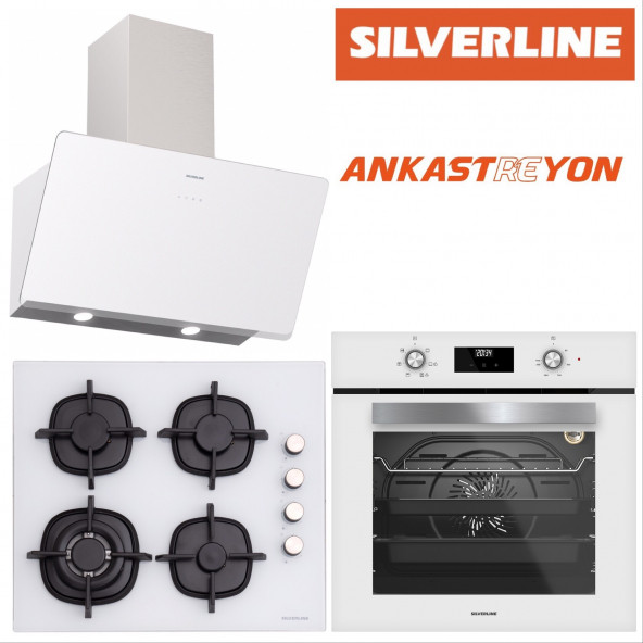 Silverline BO6502W02-CS5429W01-3457 SOHO Beyaz cam ankastre set