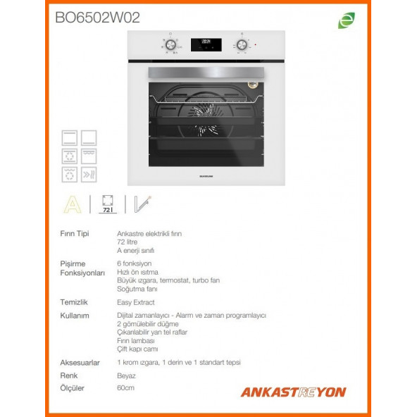 Silverline BO6502W02-CS5429W01-3457 SOHO Beyaz cam ankastre set - 4