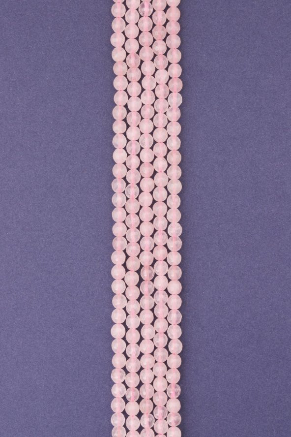 Pembe Kuvars Doğal Taş Dizi 6 mm Fasetli Küre Kesim ürün görseli