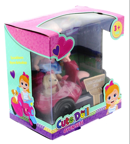 Cute Doll Mini Bebek ve Köpekli Mor Motorsiklet - 5