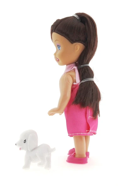 Cute Girl Köpek Figürlü Kumral Mini Bebek - 5