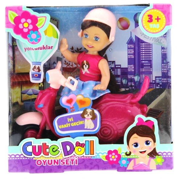 Cute Doll Mini Bebek ve Mor Vespa - 5