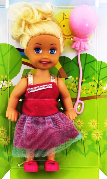 Cute Girl Pembe Balonlu Sarışın Mini Bebek - 3