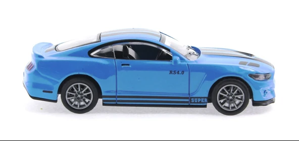 Die Cast Çek Bırak Metal Mavi Spor Araba - 3