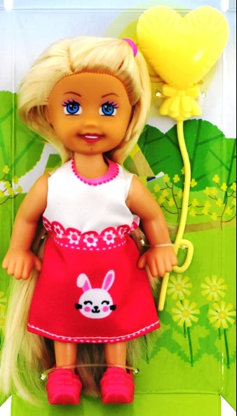 Cute Girl Sarı Balonlu Sarışın Mini Bebek - 3