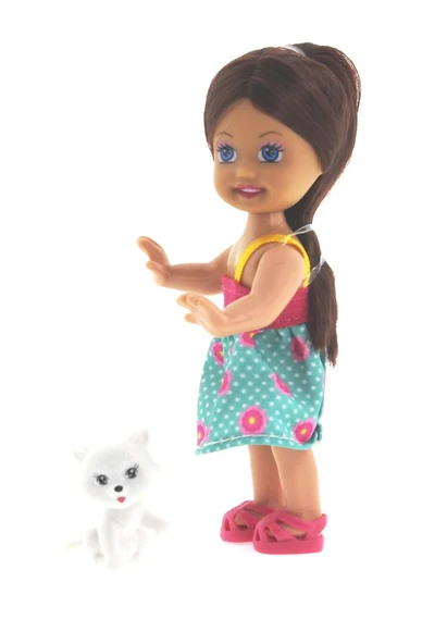 Cute Girl Kedi Figürlü Kumral Mini Bebek - 4