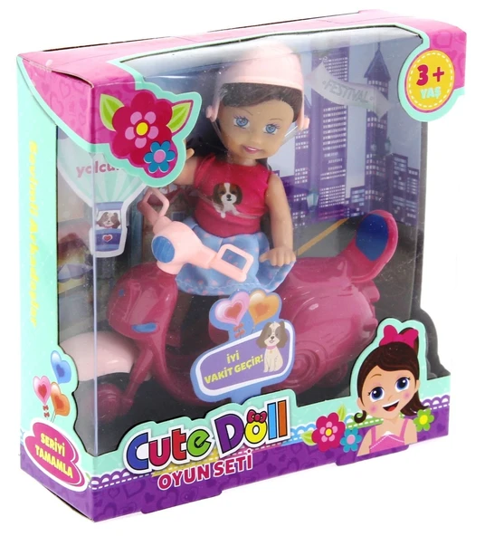 Cute Doll Mini Bebek ve Mor Vespa - 4