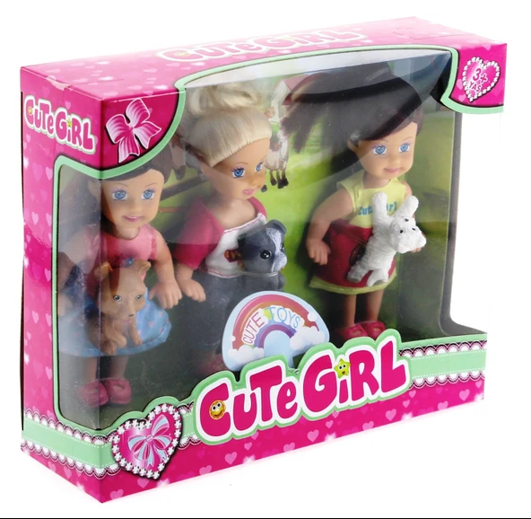 Cute Girl Mini Bebek ve Evcil Hayvan Üçlü Set - 2