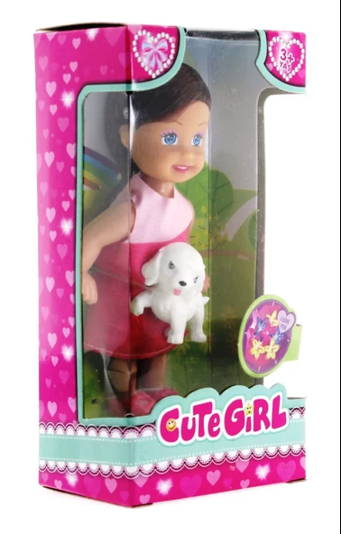 Cute Girl Köpek Figürlü Kumral Mini Bebek - 2