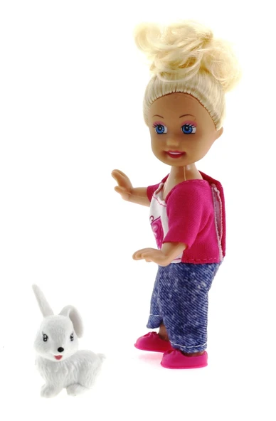 Cute Girl Tavşan Figürlü Sarışın Mini Bebek - 4