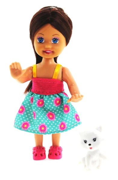 Cute Girl Kedi Figürlü Kumral Mini Bebek - 3