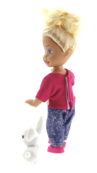 Cute Girl Tavşan Figürlü Sarışın Mini Bebek - 5